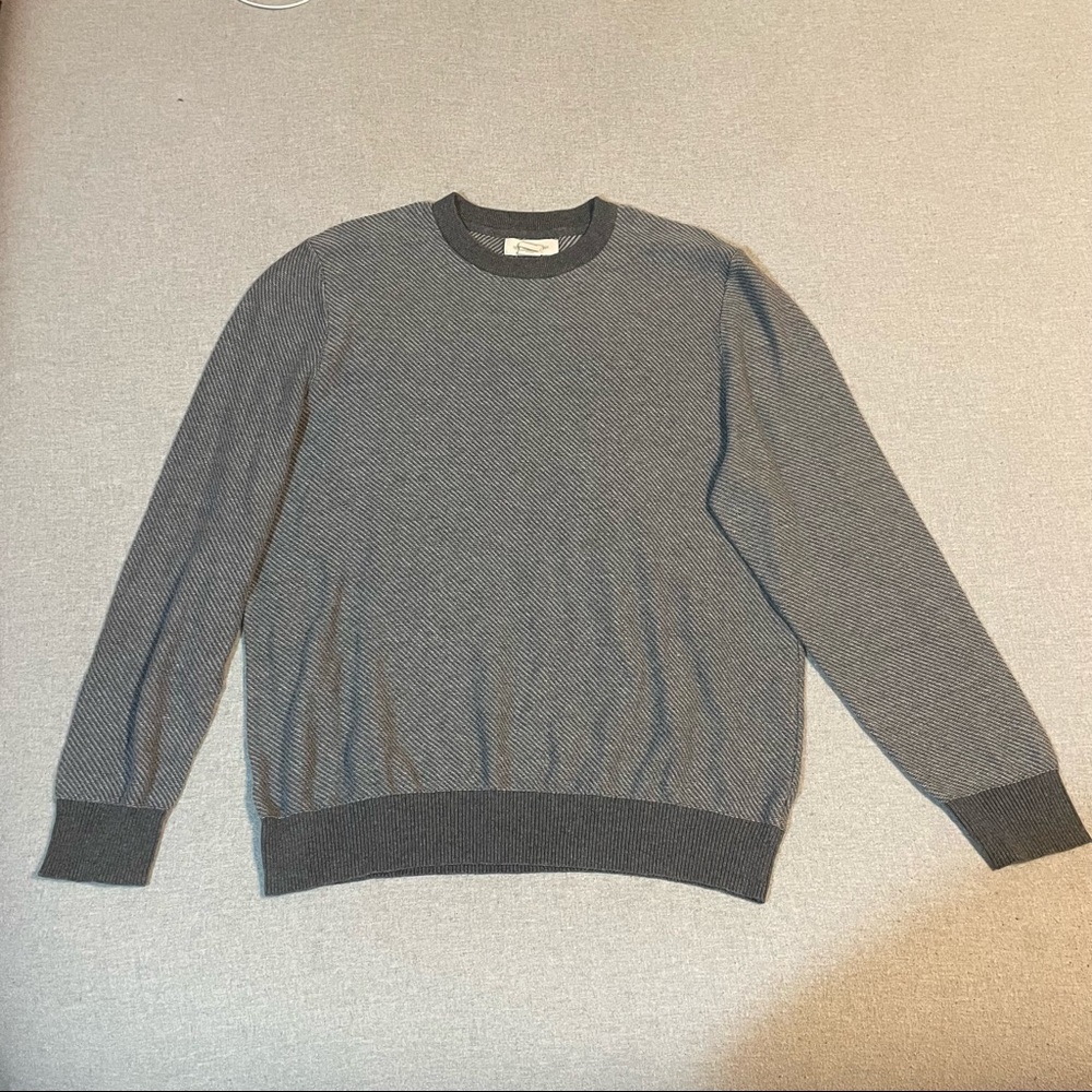 Gray & White Striped Sweater